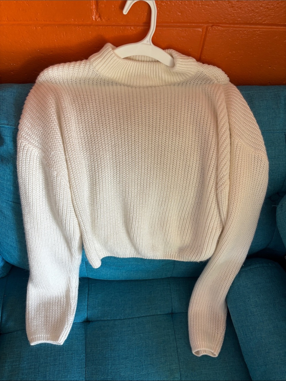 Divided Cream Cowl-Neck Knit Sweater